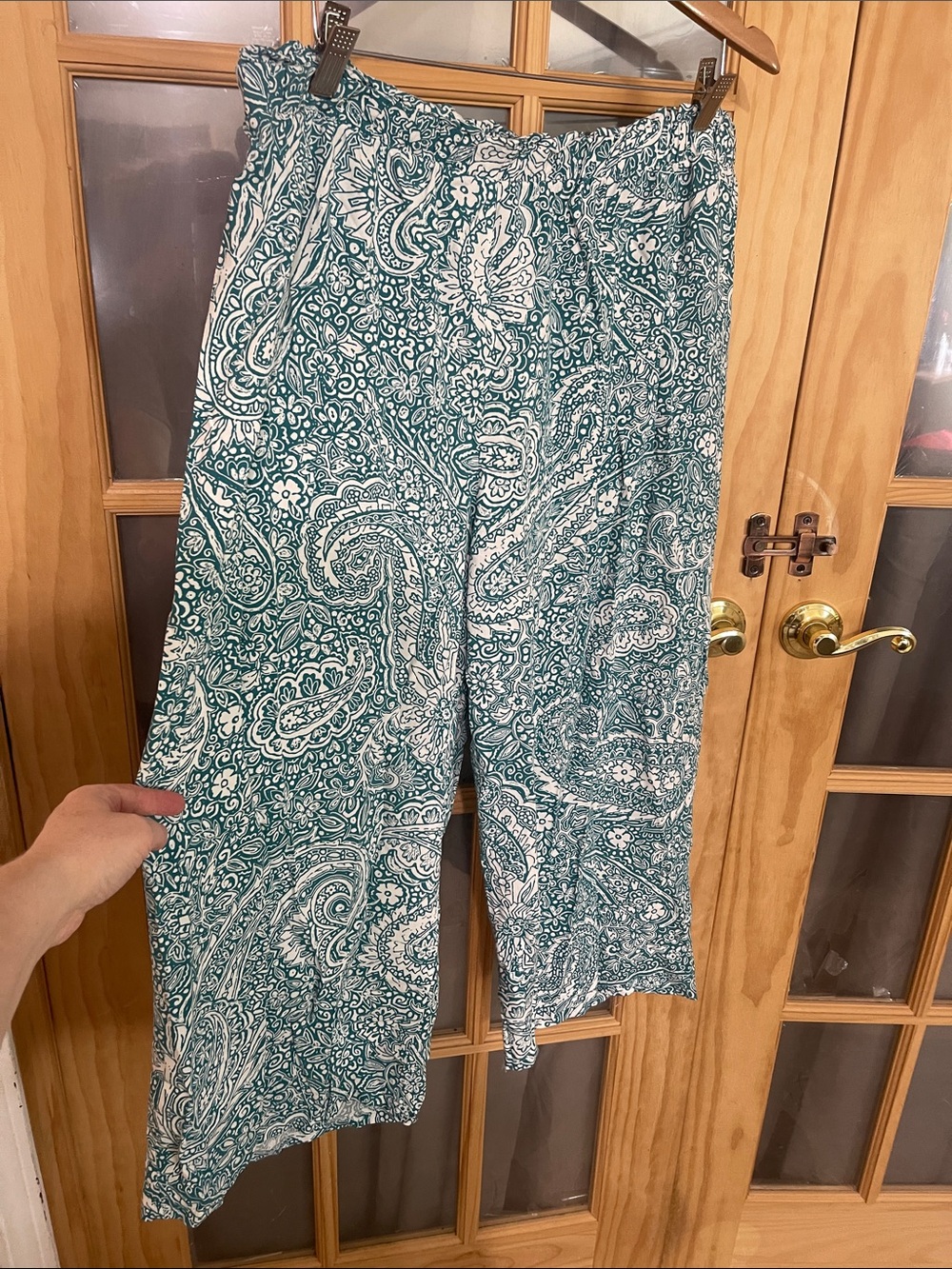122. Teal & White Paisley Wide-Leg Lounge Pant